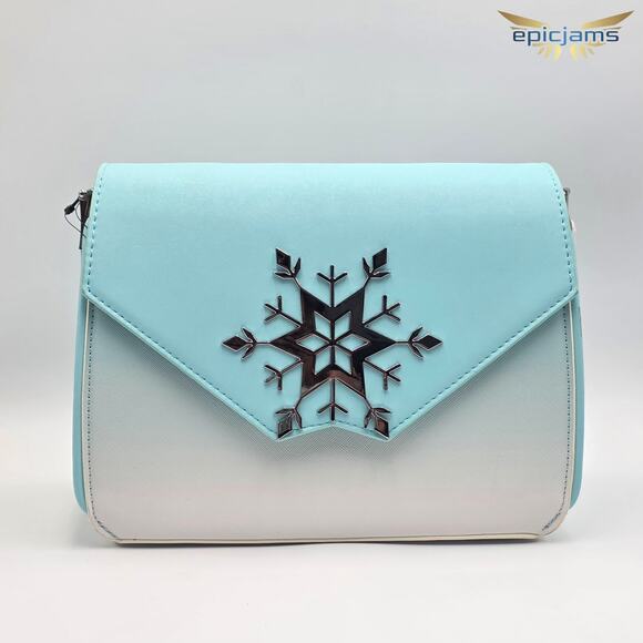 Loungefly Disney Frozen Elsa Snowflake Glitter Crossbody Bag New - Picture 1 of 5